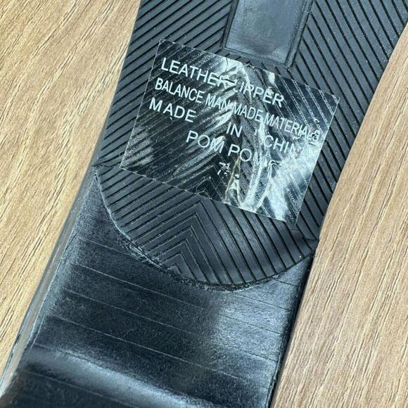 Hillard & Hanson Vintage Black Leather Pom Pom Square Toe Slip-On Heel Size 7.5 - Picture 3 of 8